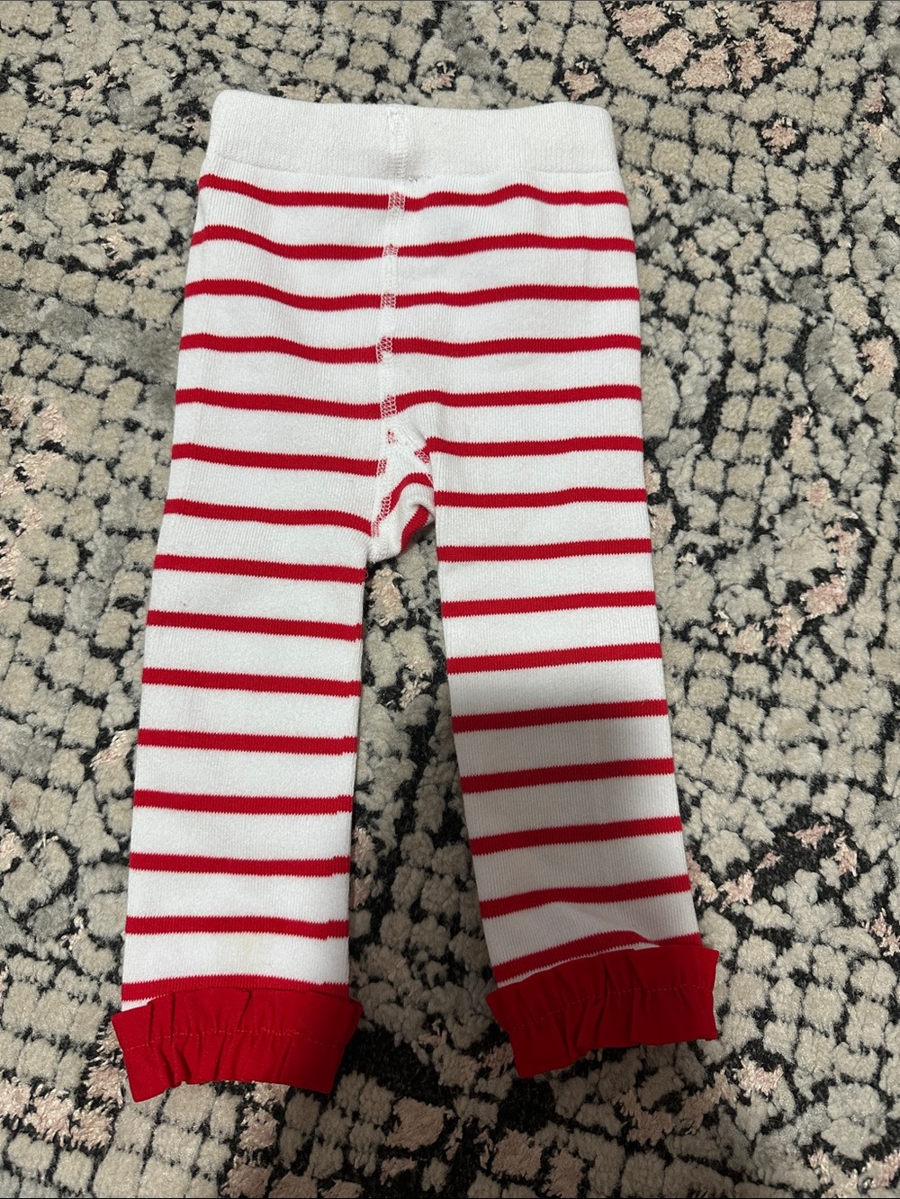 Ruffle Butts White and Red Striped Ruffle Hem Leggings